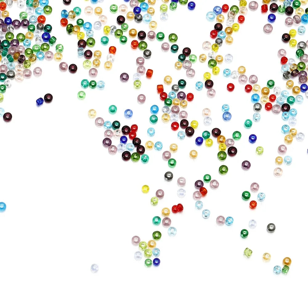 2mm Transparent Color Czech Glass Seed Beads 1000 to 1800 Pcs Round Loose Beads for DIY Jewelry Making Bracelet and Earring Accessories