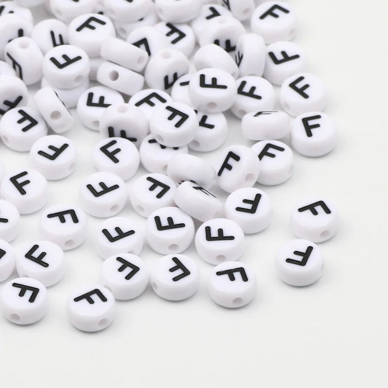 7x4mm White Round Alphabet Acrylic Spacer Beads for DIY Jewelry Making and Bracelet Accessories - Pack of 50, 100, or 200 Pieces