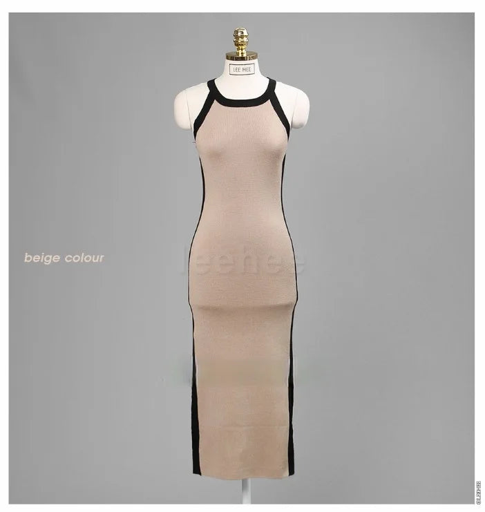Womens Summer Bodycon Maxi Dress Sleeveless Bandage Knit