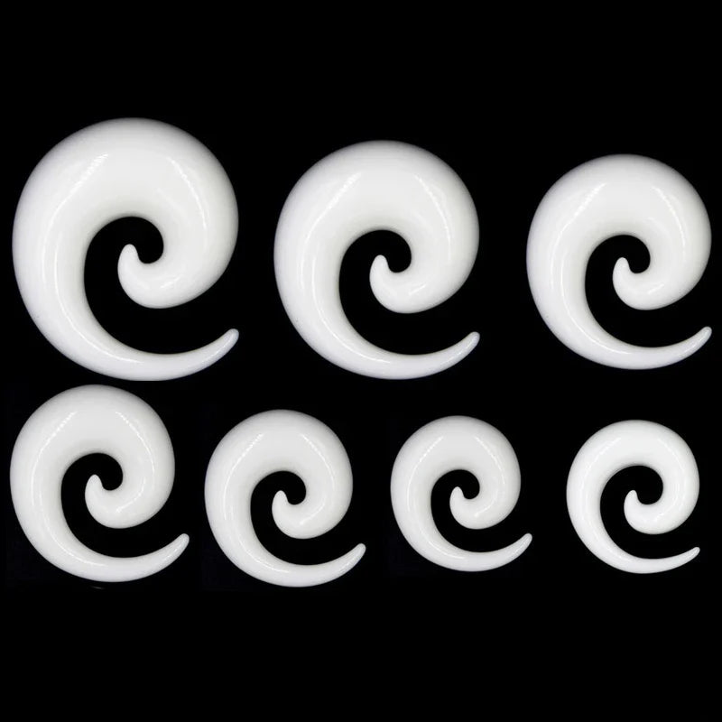 Black and White Acrylic Spiral Ear Stretcher Taper Piercing Expander Plugs 12mm to 24mm