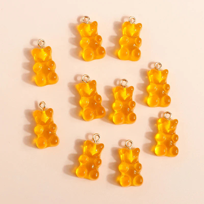 20 Pieces Gold Color Resin Bear Charms for Earrings and Necklace Jewelry Making Accessories