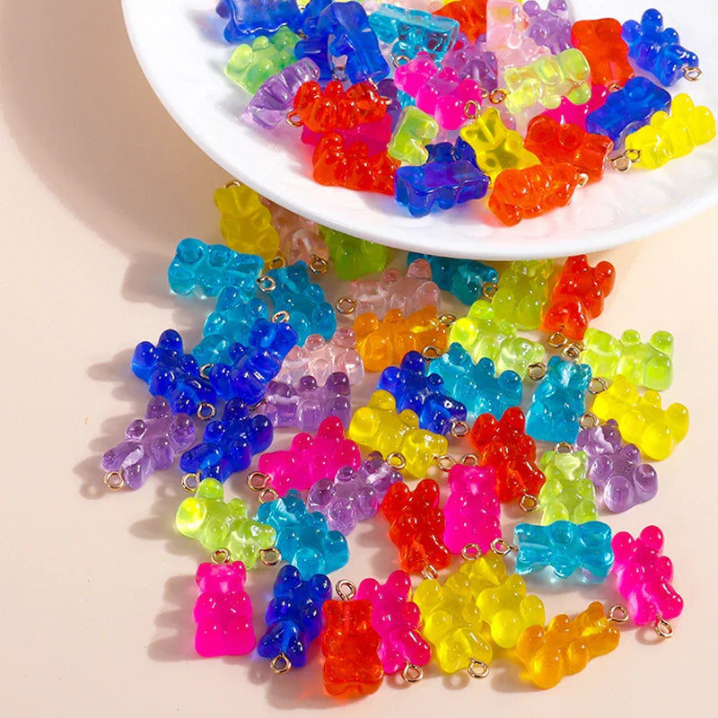 20 Pieces Gold Color Resin Bear Charms for Earrings and Necklace Jewelry Making Accessories