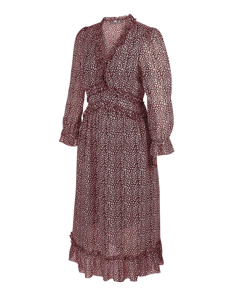 Floral Chiffon Maxi Dress With V Neck And Butterfly Sleeves