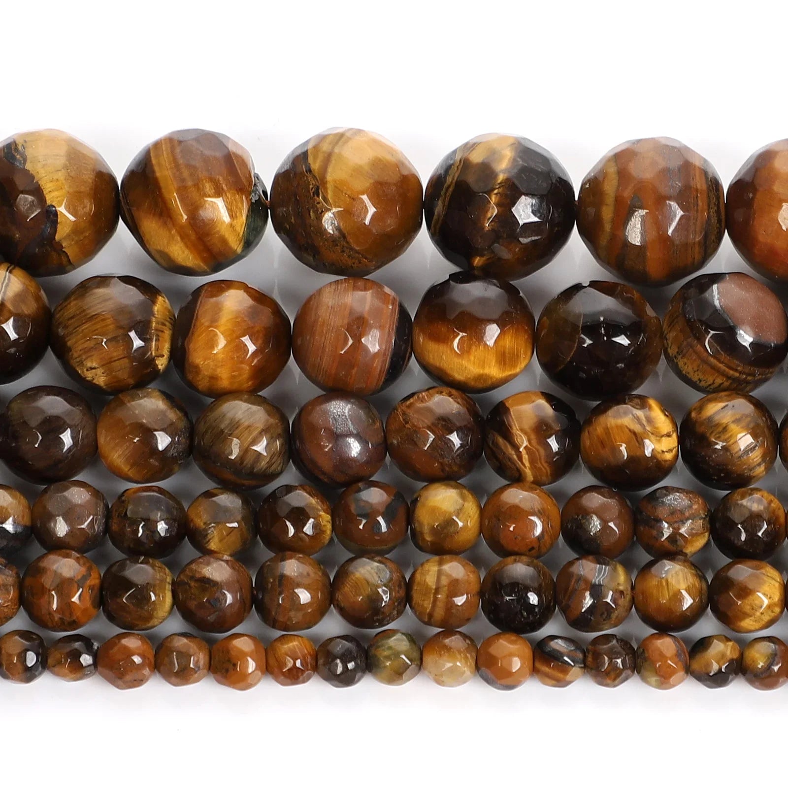 Natural Yellow Tiger Eye Stone Round Loose Beads for Jewelry Making DIY Bracelet 14 Inch Strand 4mm 6mm 8mm 10mm 12mm