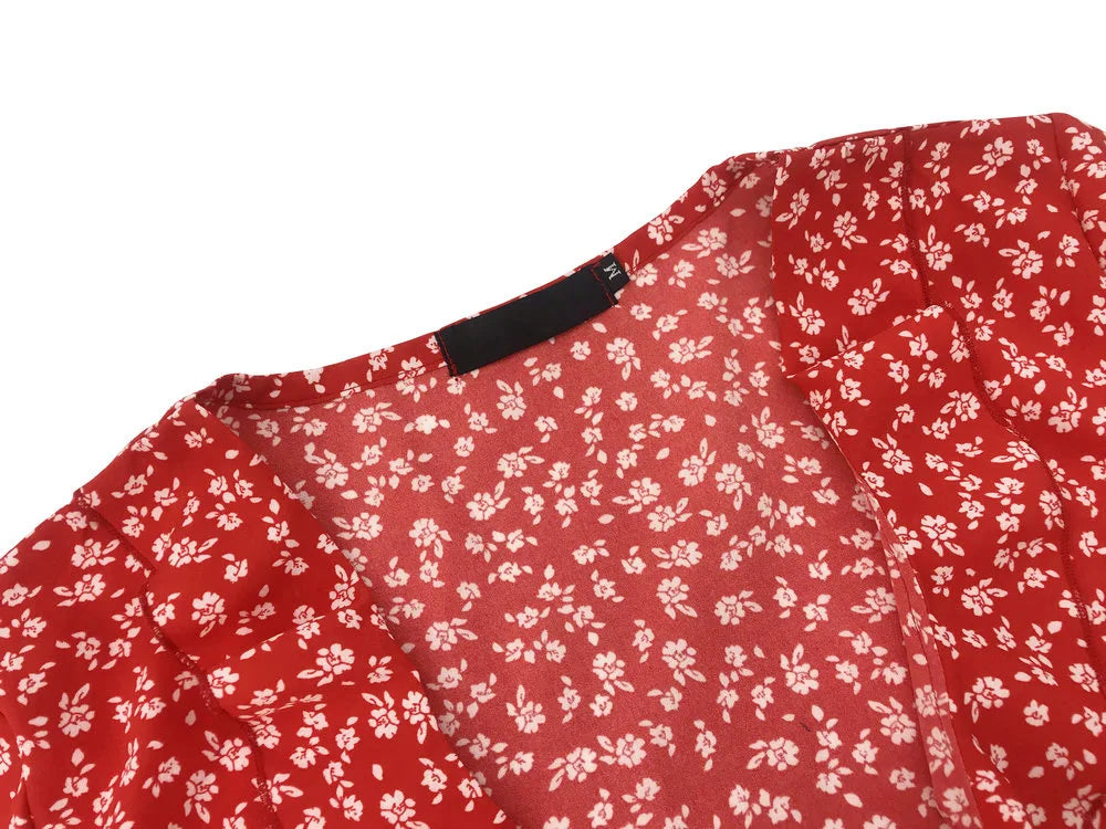 Floral A-Line Summer Dress With V-Neck And Ruffles