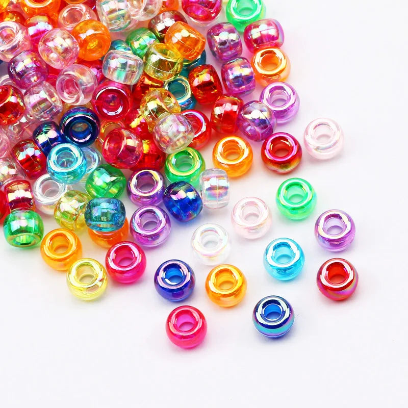 100 Pieces 6x9mm Round Acrylic Dreadlock Beads Big Hole Spacer Beads for Jewelry Making Bracelet and Necklace Craft