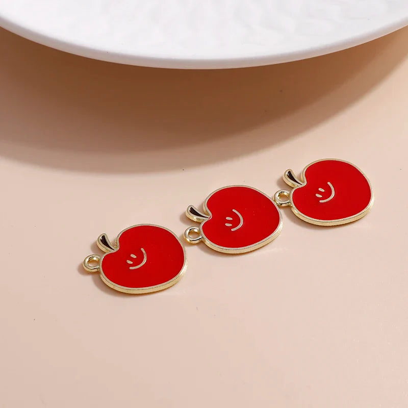 10pcs Mini Fruit Cherry Enamel Charms for DIY Jewelry Making Accessories