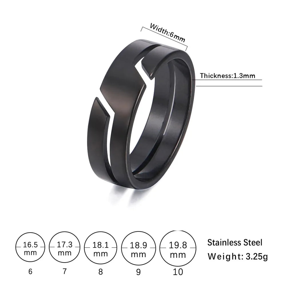 Simple Stainless Steel Couple Ring for Men Women Casual Engagement Jewelry Gift