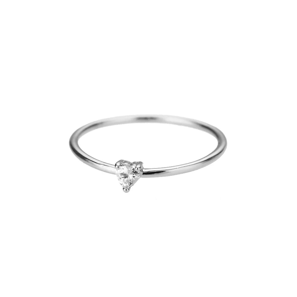 Zircon Heart Rings for Women Minimalist Stainless Steel Dainty Wedding Gifts