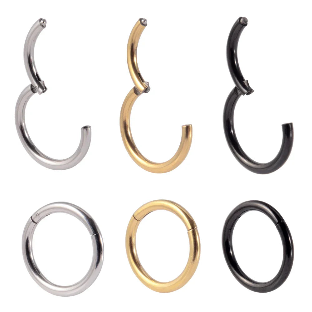 12 Piece Surgical Steel Piercing Jewelry Set with Gold Plated Black Rainbow Ear Nose and Eyebrow Labret 8mm