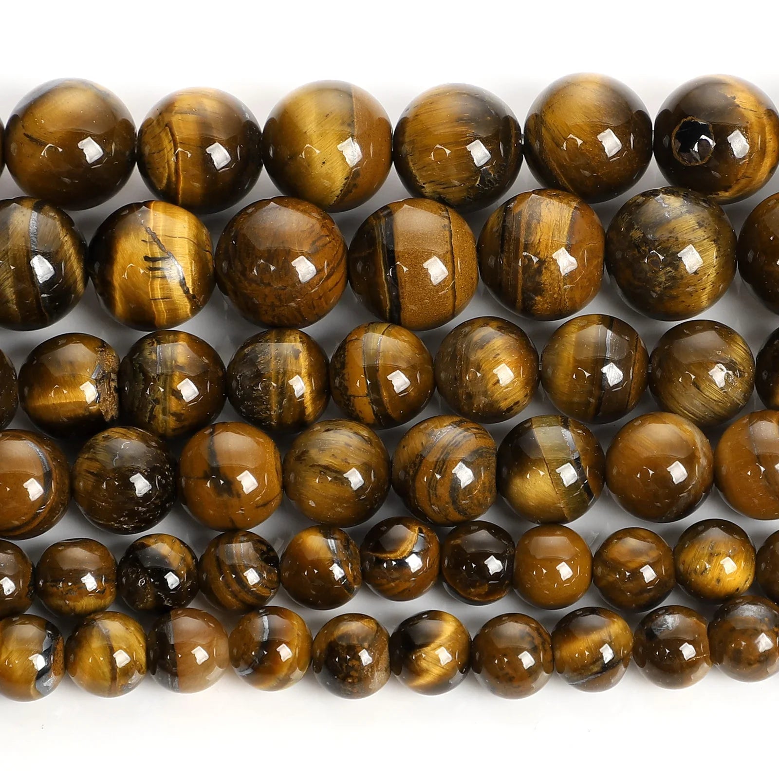 Natural Yellow Tiger Eye Stone Round Loose Beads for Jewelry Making DIY Bracelet 14 Inch Strand 4mm 6mm 8mm 10mm 12mm