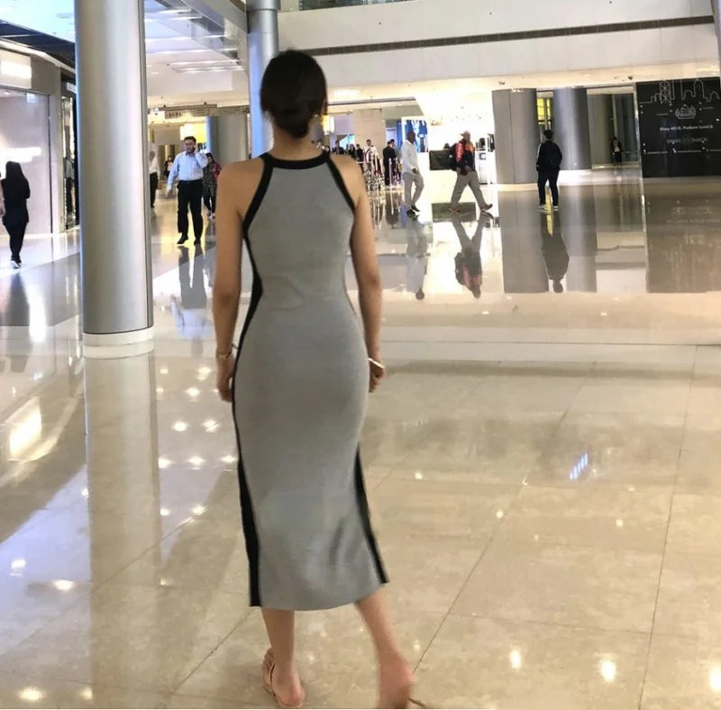 Womens Summer Bodycon Maxi Dress Sleeveless Bandage Knit