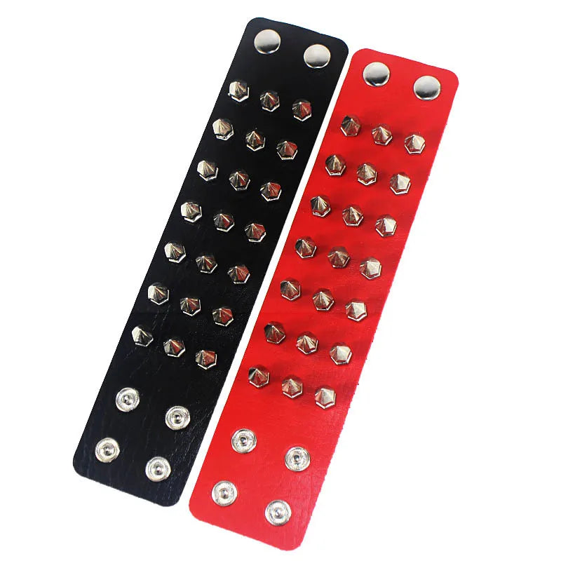 90s Fashion Punk Style Spiked PU Leather Bracelet with Square Studs and Multi-Row Design