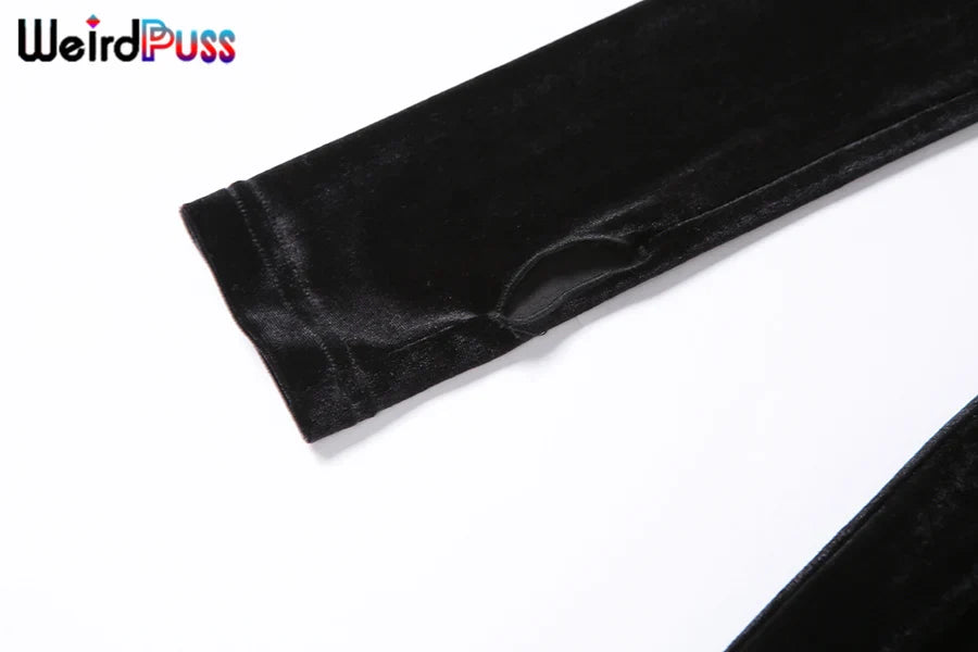 Weird Puss Velvet Zipper Hoodie Jumpsuit for Women Long Sleeve Skinny Stretchy Fitness Activewear Autumn Trend Hot Street Outfit