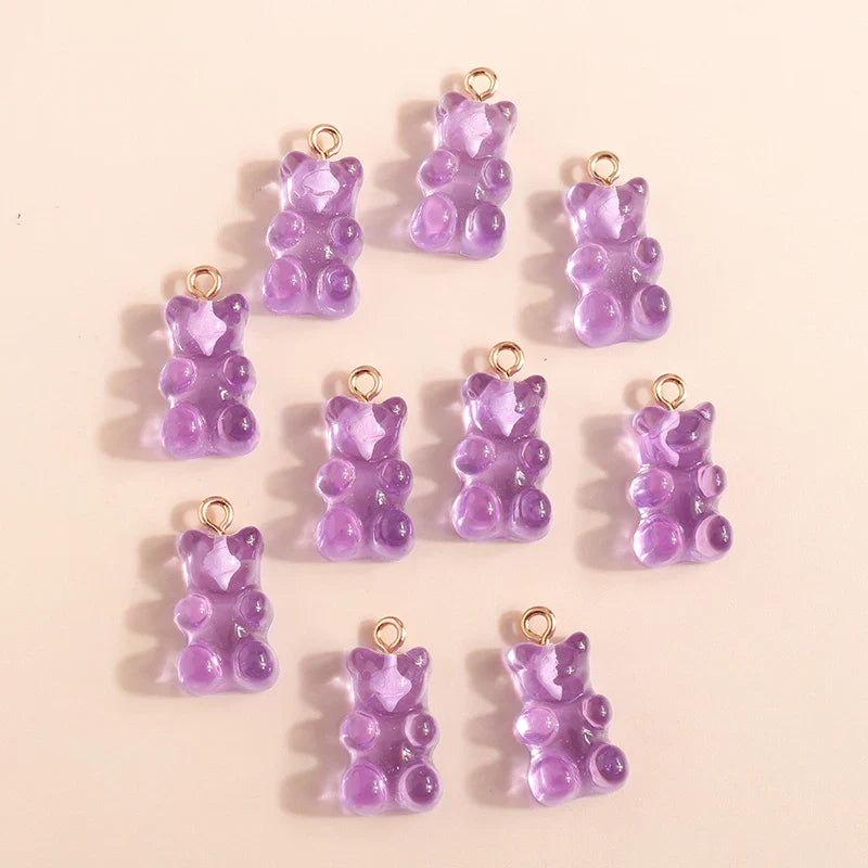20 Pieces Gold Color Resin Bear Charms for Earrings and Necklace Jewelry Making Accessories