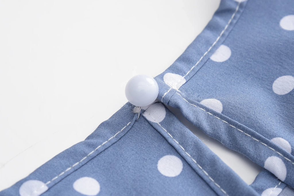 Polka Dot Dress Ruffled Sleeveless Women Round Neck