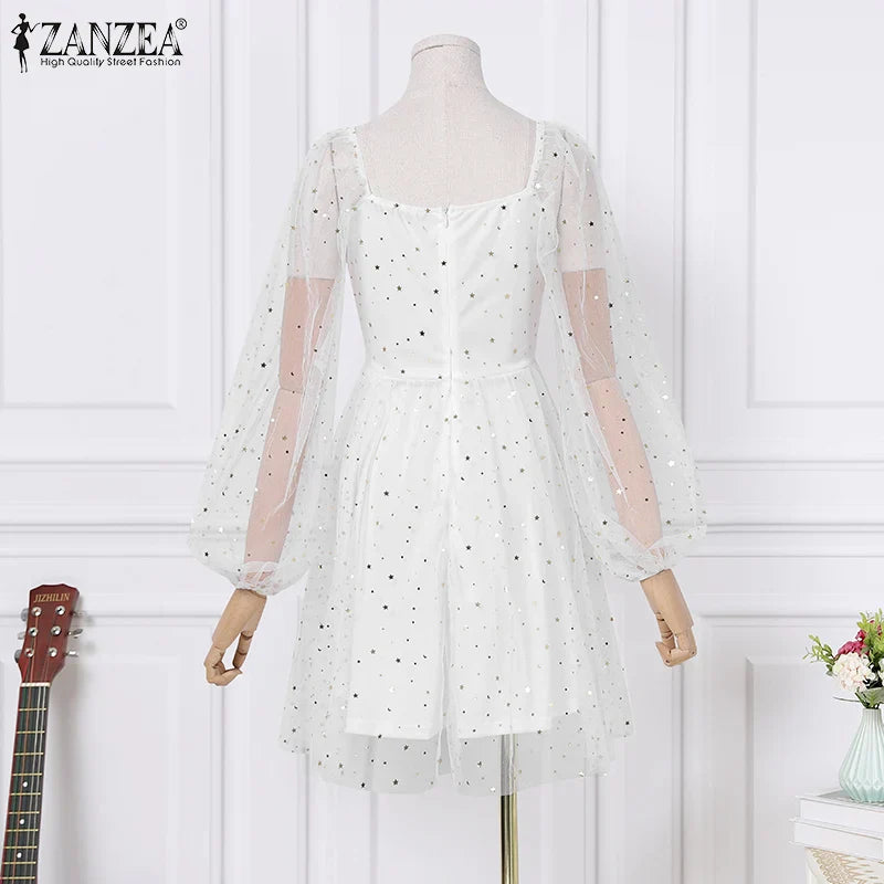 Elegant Lace Patchwork Knee Length Casual Dress For Women