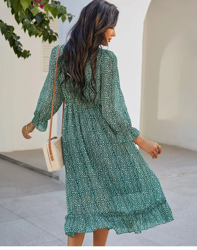 Floral Chiffon Maxi Dress With V Neck And Butterfly Sleeves