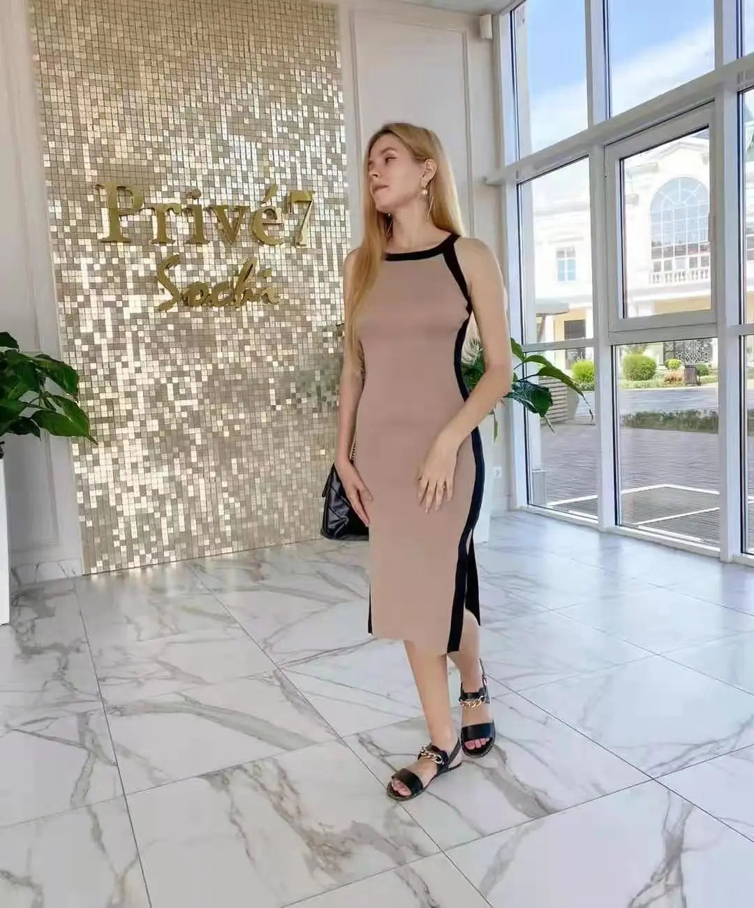 Womens Summer Bodycon Maxi Dress Sleeveless Bandage Knit