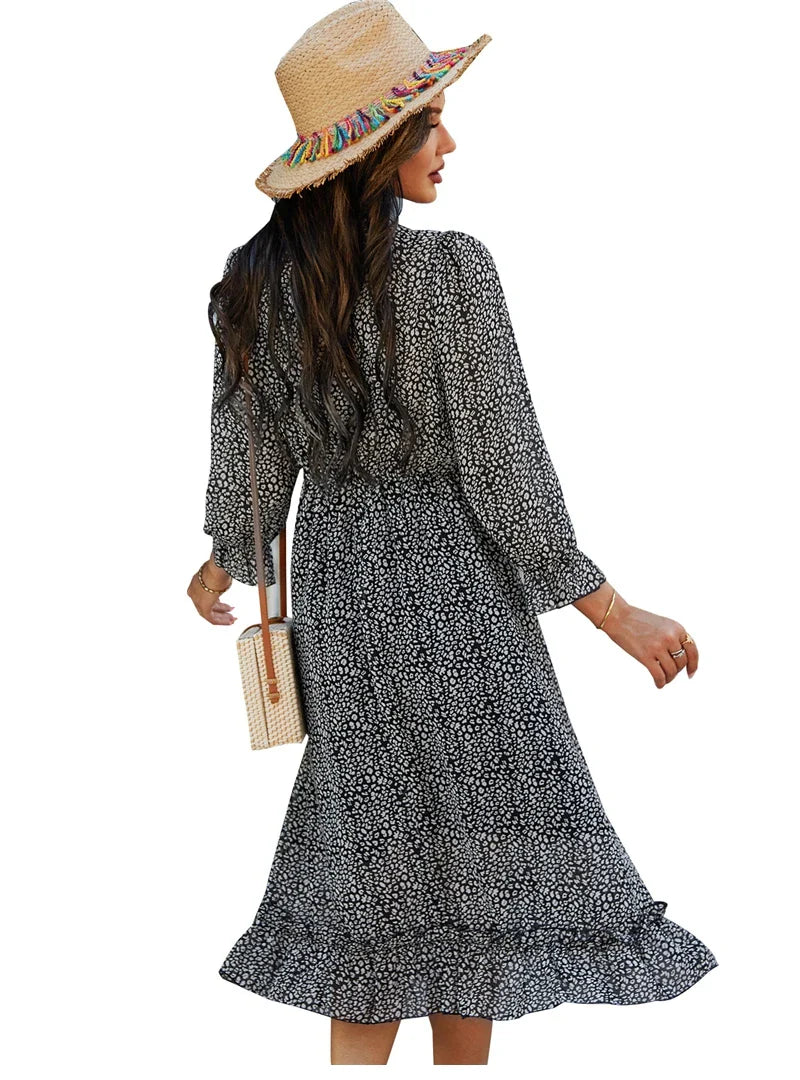 Floral Chiffon Maxi Dress With V Neck And Butterfly Sleeves