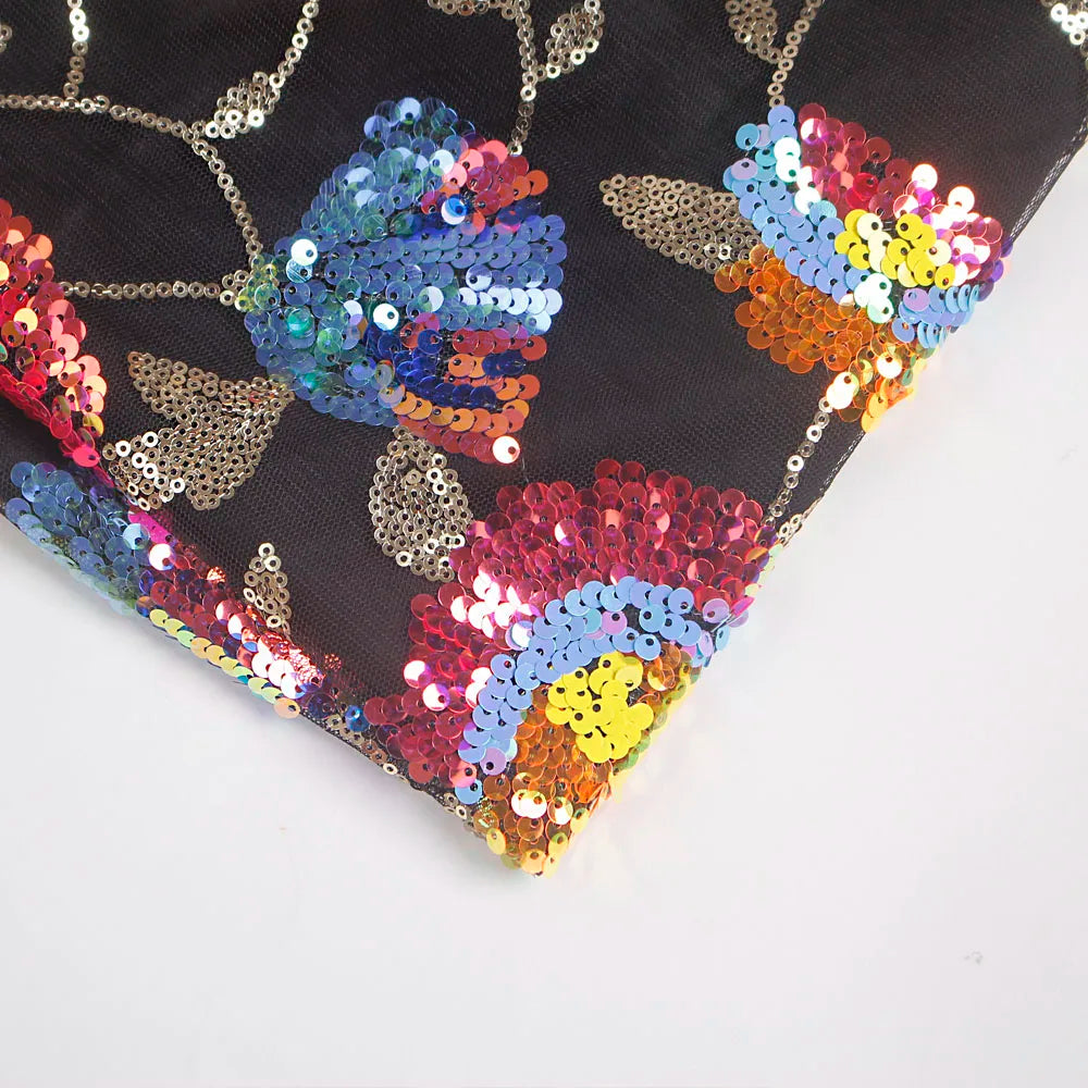 Floral Sequined Backless Mini Dress For Night Out Clubbing