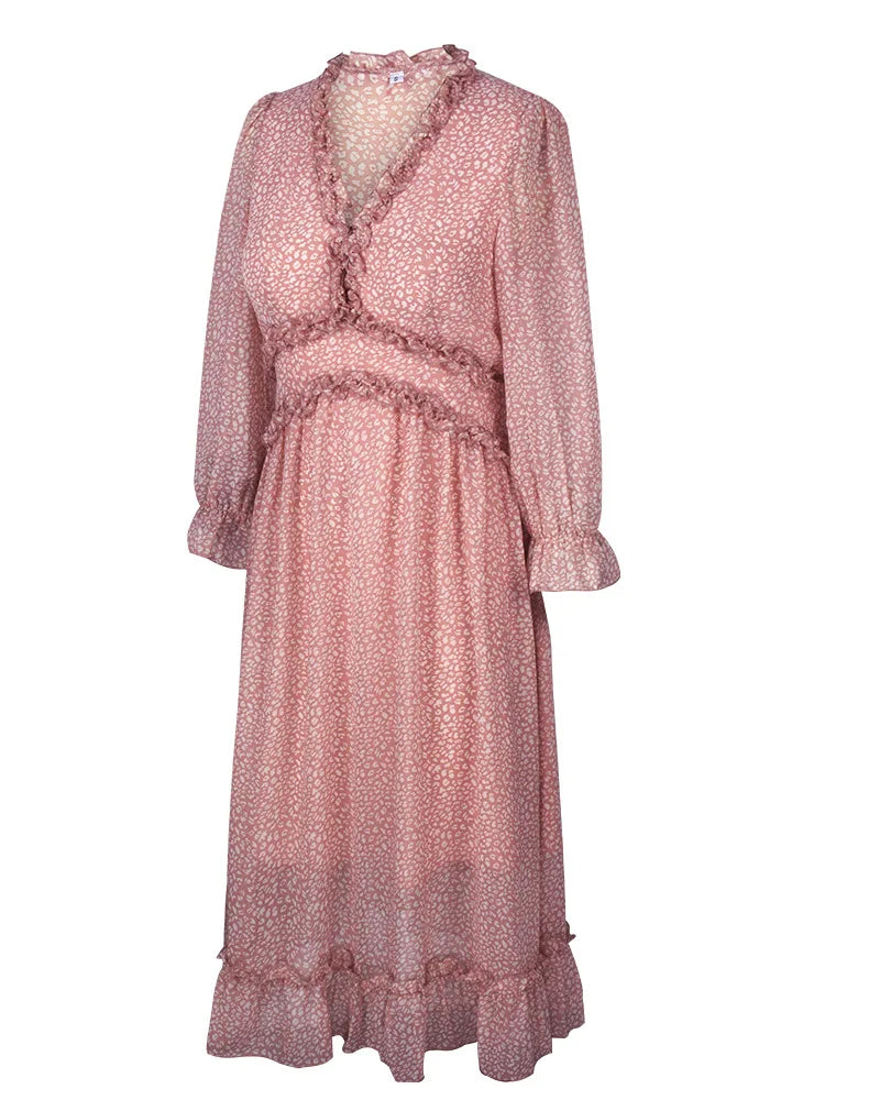 Floral Chiffon Maxi Dress With V Neck And Butterfly Sleeves