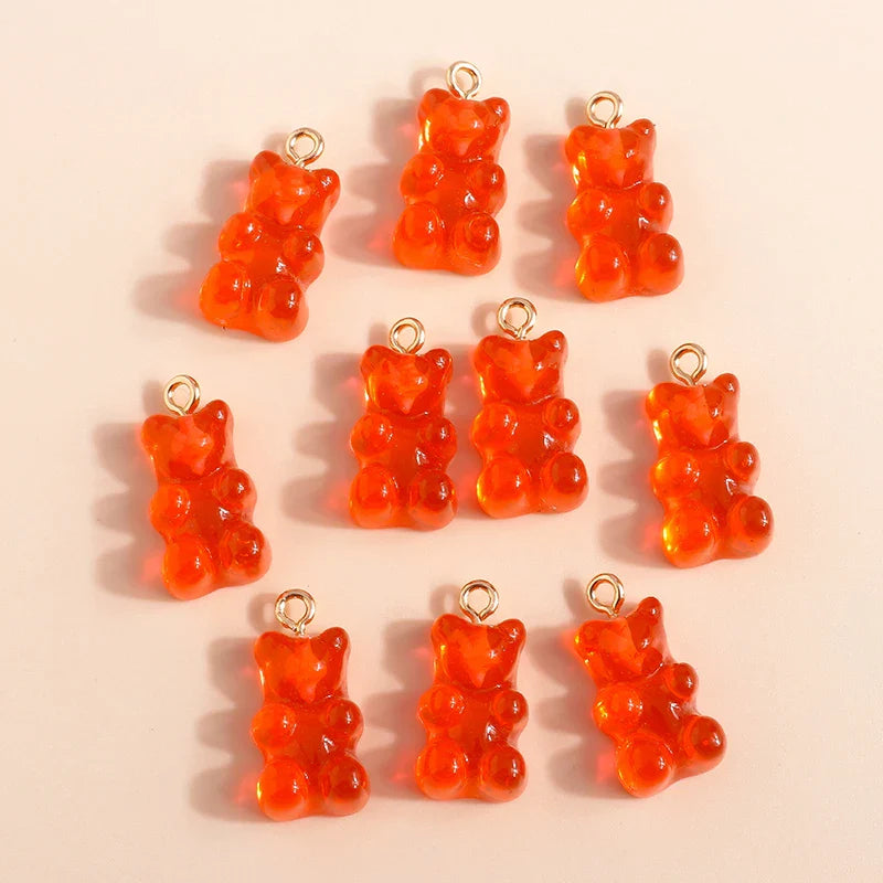 20 Pieces Gold Color Resin Bear Charms for Earrings and Necklace Jewelry Making Accessories
