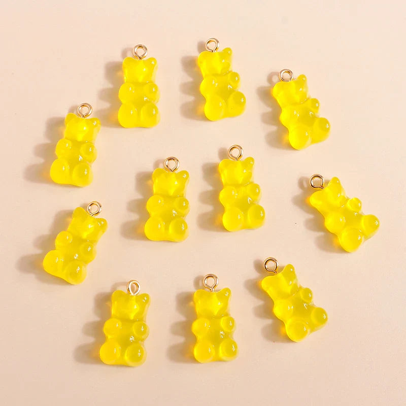 20 Pieces Gold Color Resin Bear Charms for Earrings and Necklace Jewelry Making Accessories