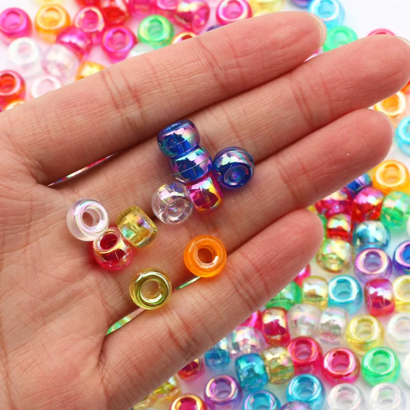 100 Pieces 6x9mm Round Acrylic Dreadlock Beads Big Hole Spacer Beads for Jewelry Making Bracelet and Necklace Craft