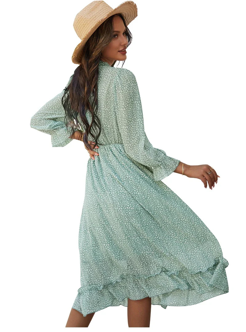 Floral Chiffon Maxi Dress With V Neck And Butterfly Sleeves