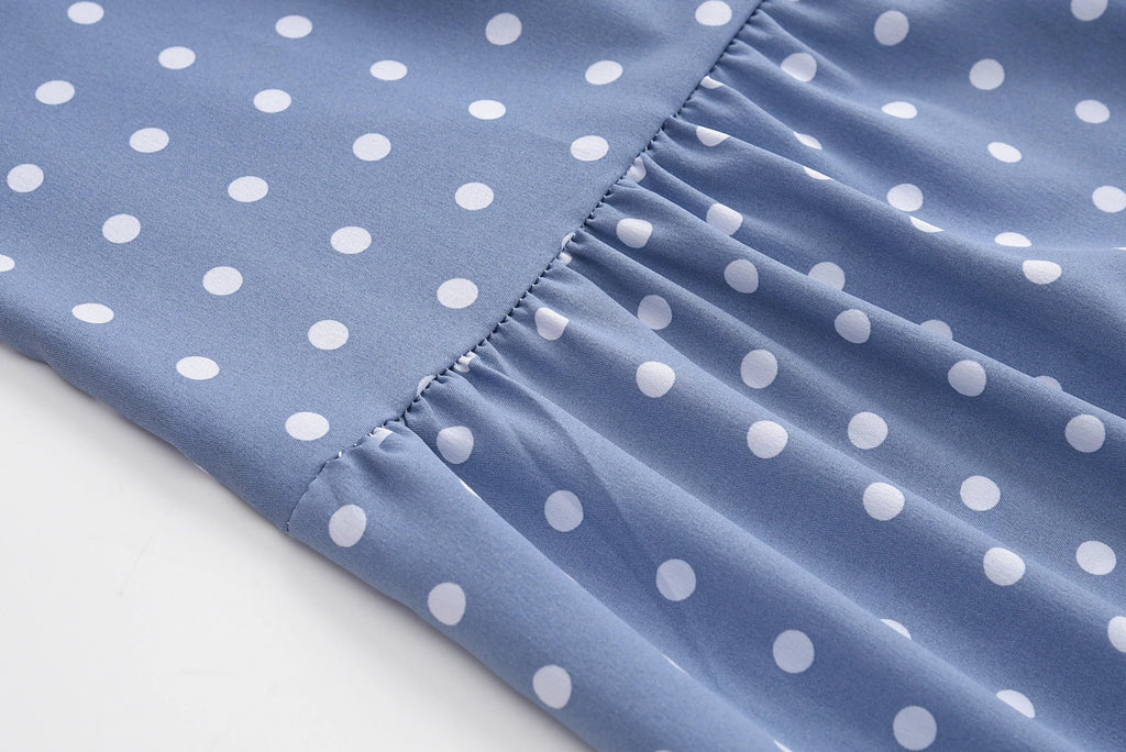 Polka Dot Dress Ruffled Sleeveless Women Round Neck