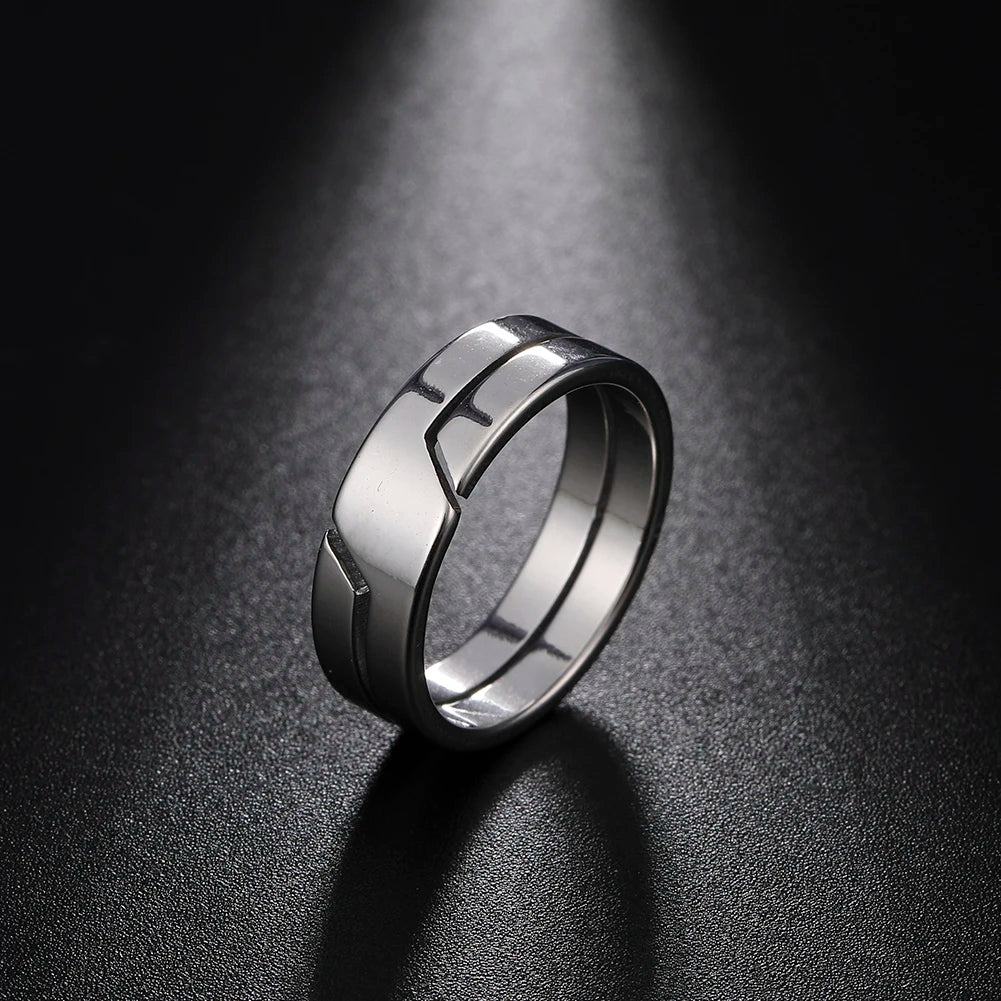 Simple Stainless Steel Couple Ring for Men Women Casual Engagement Jewelry Gift