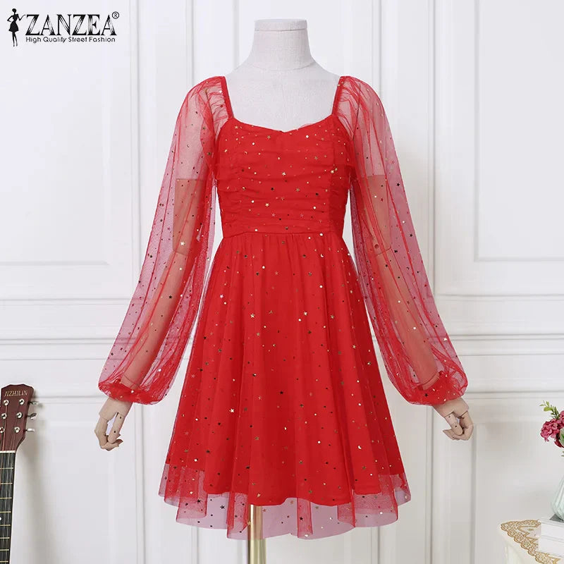 Elegant Lace Patchwork Knee Length Casual Dress For Women