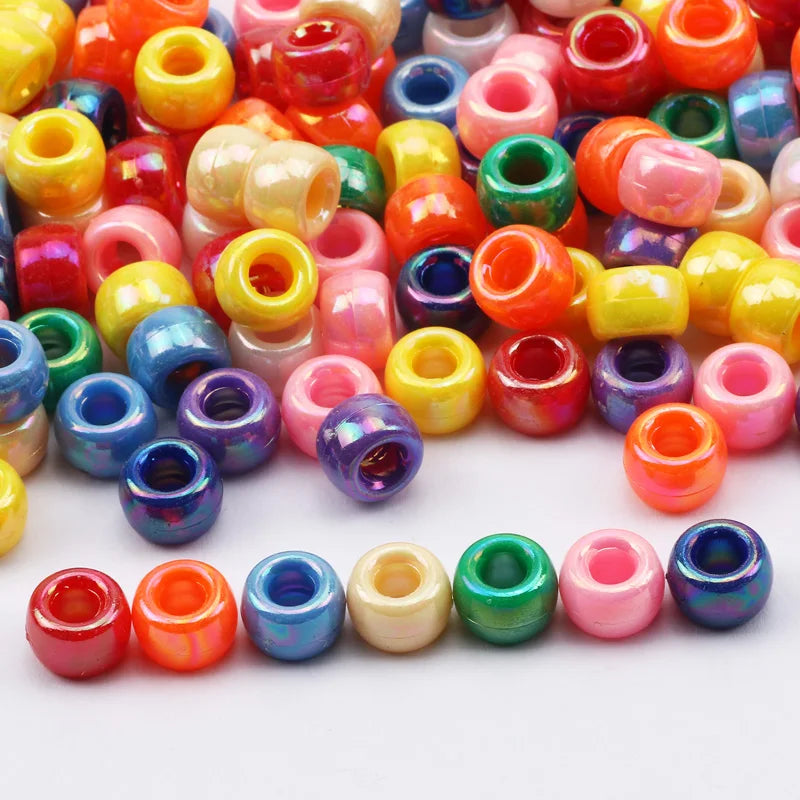 100 Pieces 6x9mm Round Acrylic Dreadlock Beads Big Hole Spacer Beads for Jewelry Making Bracelet and Necklace Craft