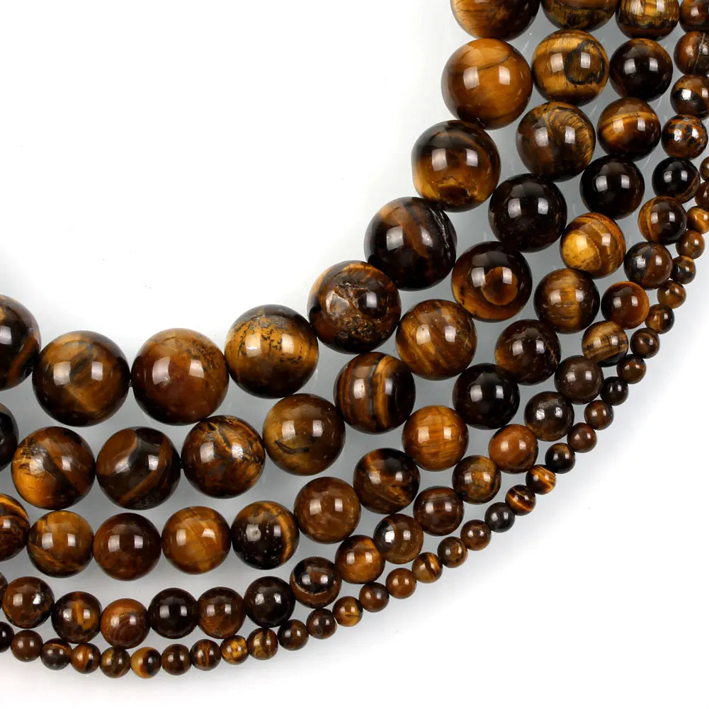 Natural Yellow Tiger Eye Stone Round Loose Beads for Jewelry Making DIY Bracelet 14 Inch Strand 4mm 6mm 8mm 10mm 12mm