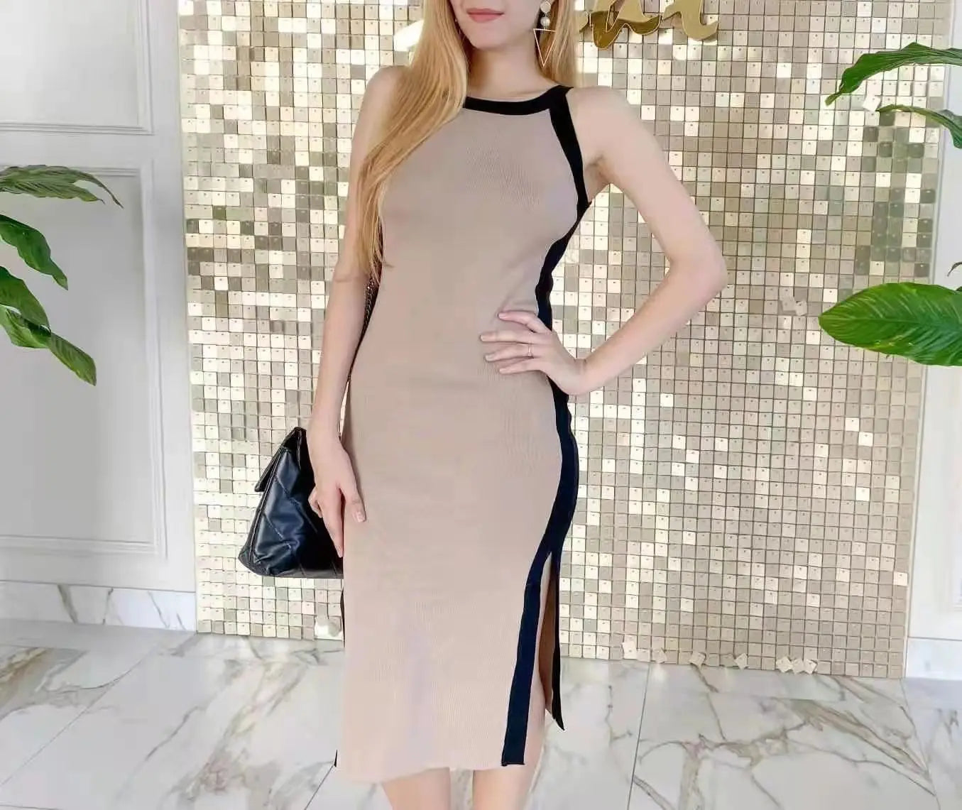 Womens Summer Bodycon Maxi Dress Sleeveless Bandage Knit