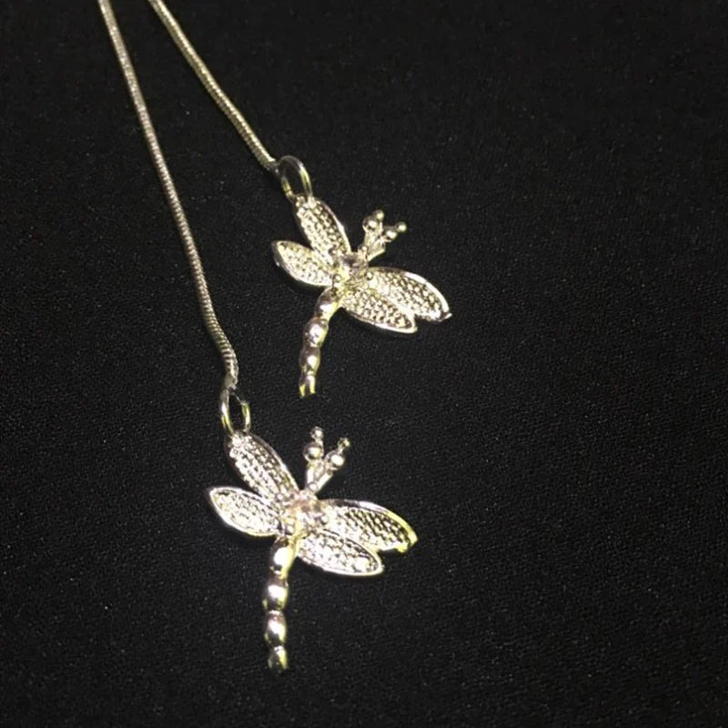 925 Sterling Silver Dragonfly Pendant Necklace for Women with Snake Chain Wedding Engagement Jewelry