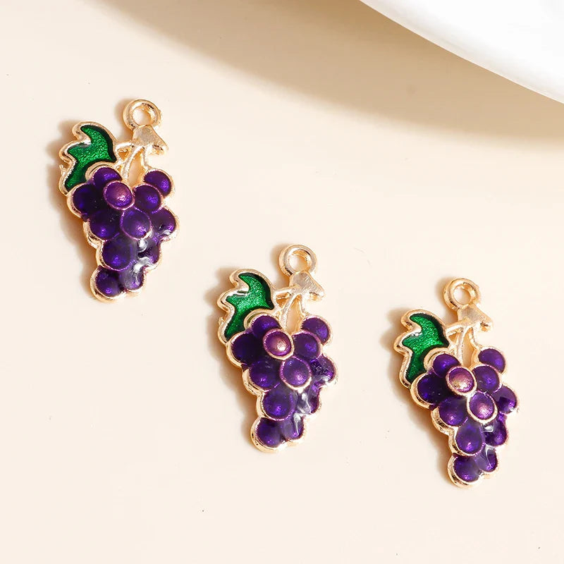 10pcs Mini Fruit Cherry Enamel Charms for DIY Jewelry Making Accessories