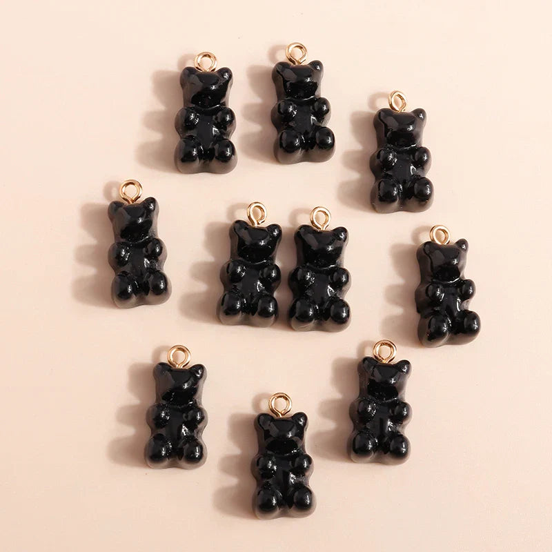 20 Pieces Gold Color Resin Bear Charms for Earrings and Necklace Jewelry Making Accessories
