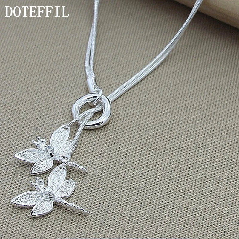 925 Sterling Silver Dragonfly Pendant Necklace for Women with Snake Chain Wedding Engagement Jewelry
