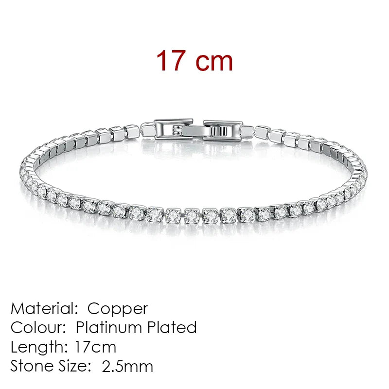 Zirconia Tennis Bracelet for Women Crystal Charm Thin Chain Wedding Jewelry