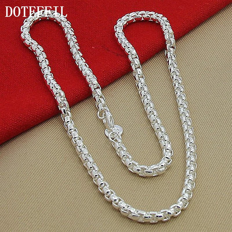 925 Sterling Silver Round Box Chain Necklace 18/20/24 Inch for Men and Women Fashion Jewelry