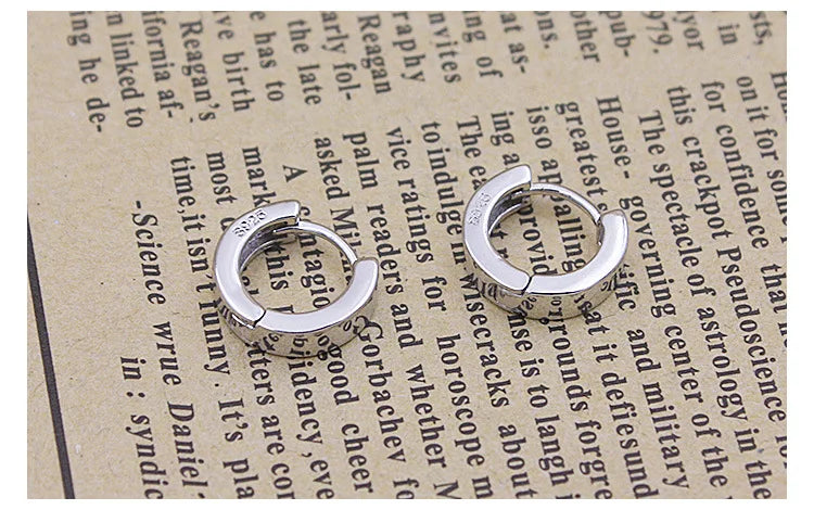 Silver Color Smooth Sterling Silver Earrings for Men and Women