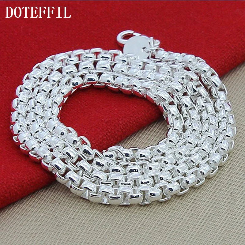 925 Sterling Silver Round Box Chain Necklace 18/20/24 Inch for Men and Women Fashion Jewelry