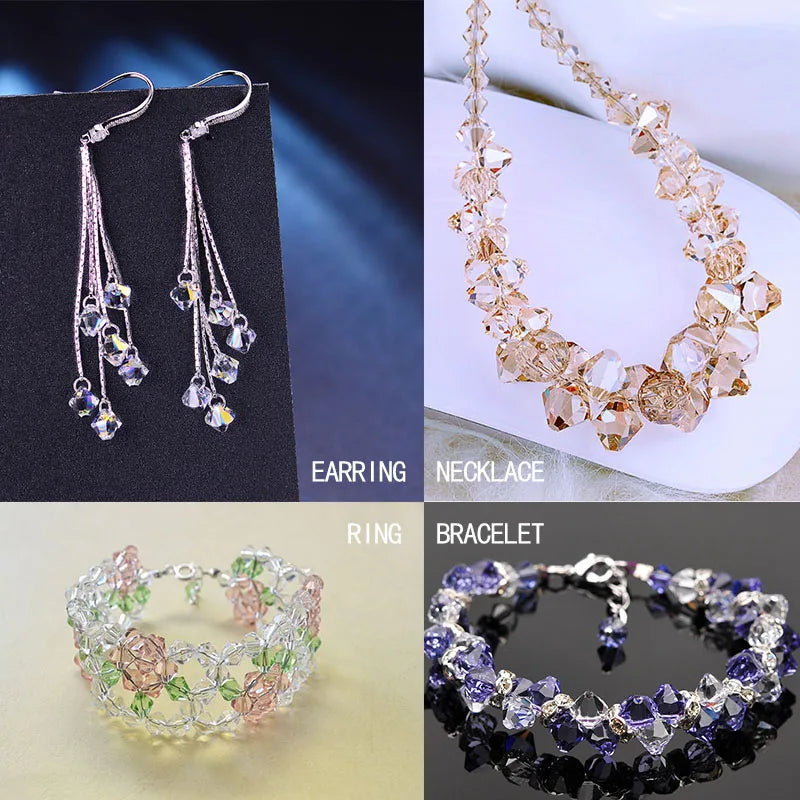 4mm Shiny Crystal Bicone Beads Loose Spacer Beads for DIY Jewelry Making 200pcs