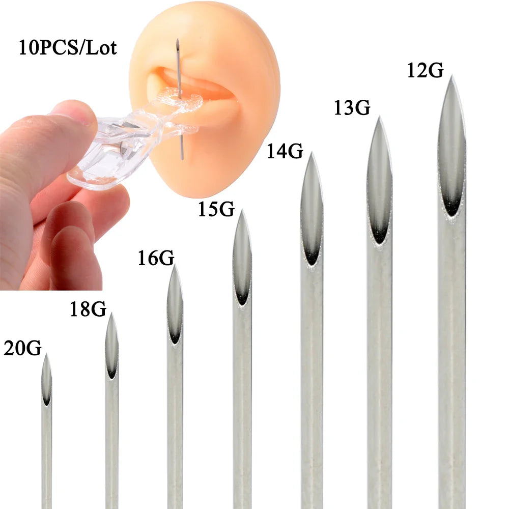 12 Piece Surgical Steel Piercing Jewelry Set with Gold Plated Black Rainbow Ear Nose and Eyebrow Labret 8mm