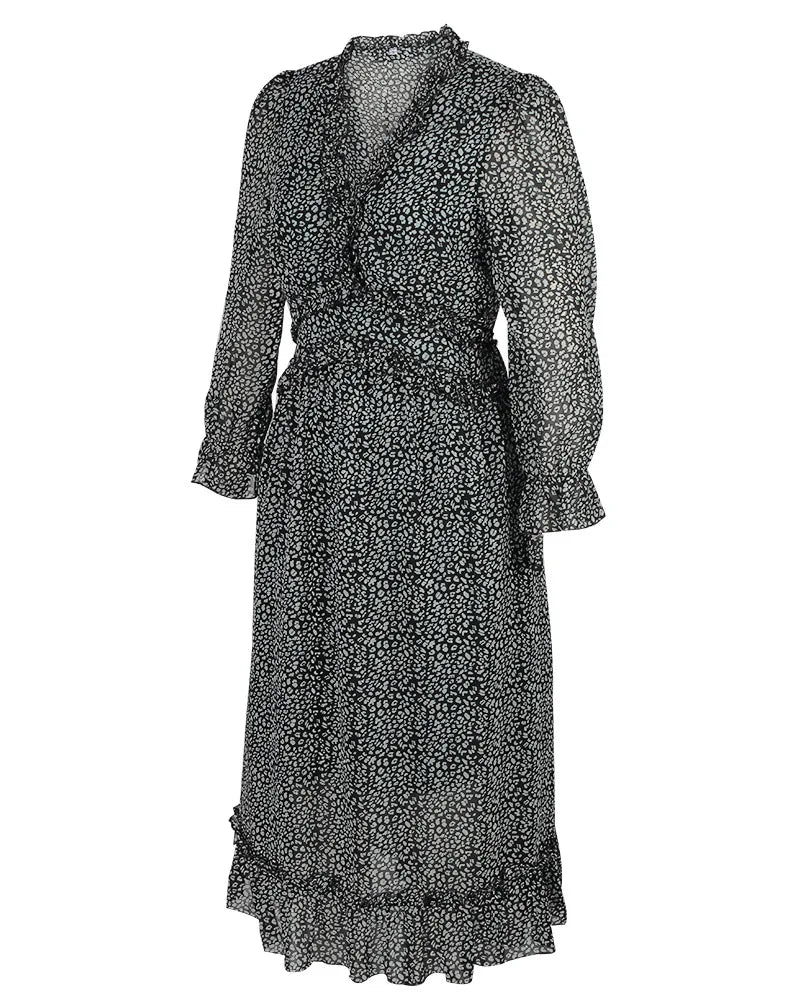 Floral Chiffon Maxi Dress With V Neck And Butterfly Sleeves