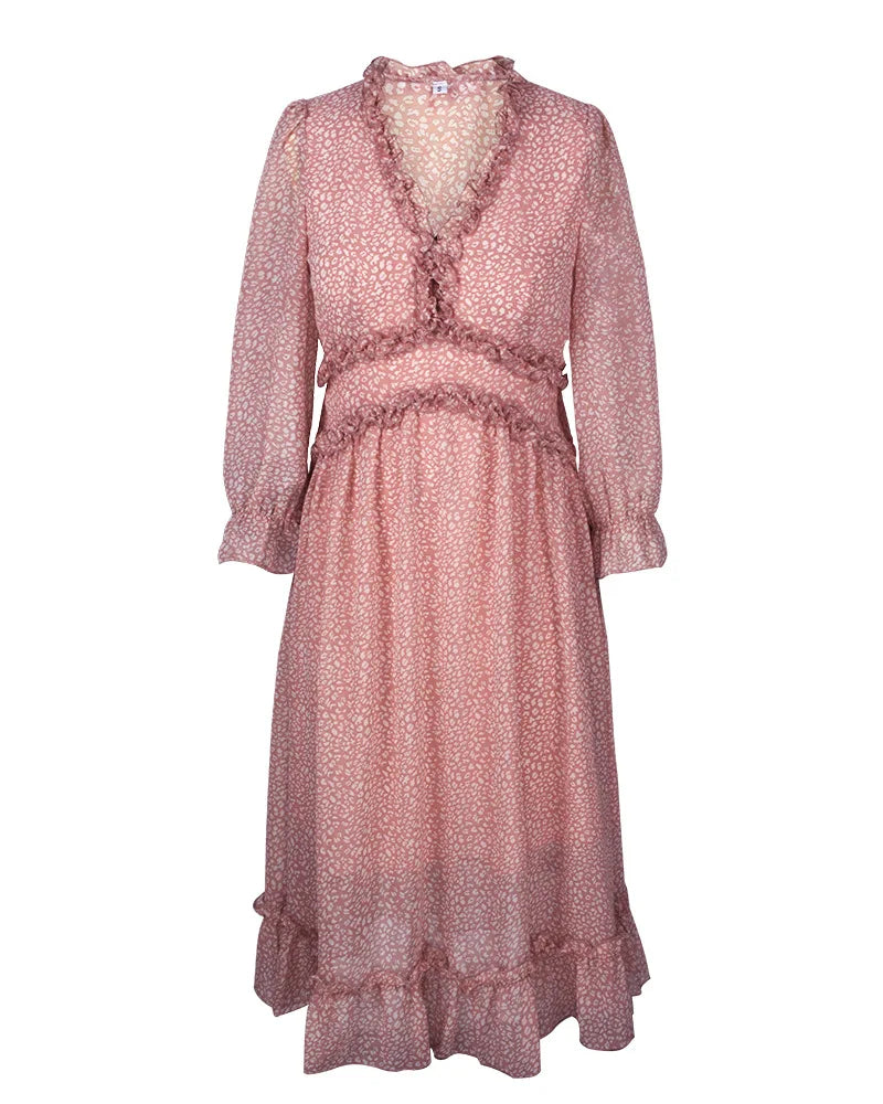 Floral Chiffon Maxi Dress With V Neck And Butterfly Sleeves