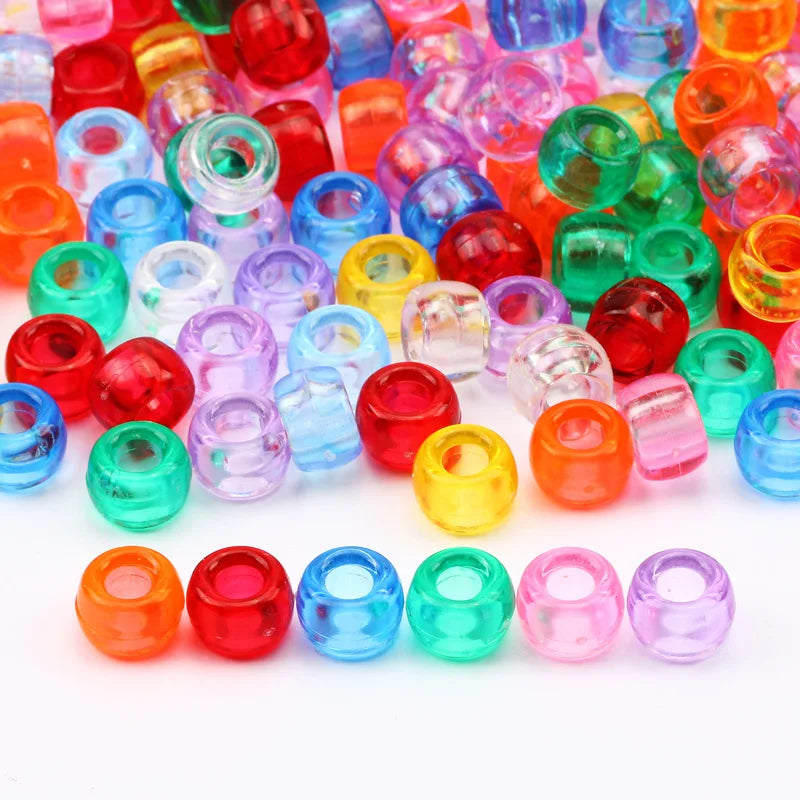 100 Pieces 6x9mm Round Acrylic Dreadlock Beads Big Hole Spacer Beads for Jewelry Making Bracelet and Necklace Craft