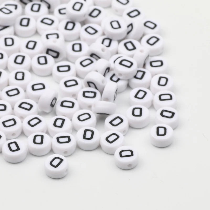 7x4mm White Round Alphabet Acrylic Spacer Beads for DIY Jewelry Making and Bracelet Accessories - Pack of 50, 100, or 200 Pieces